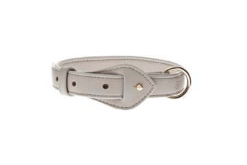Ferribiella Mokka dog collar in size S, 1.5x26-35cm, Ghiaccio color, stylish and comfortable for small dogs.