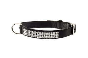 Ferribiella Nylon Collar w/Rhinestones 15mmx40cm Black - Zue For Pet Supplies Co.