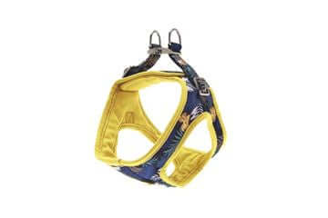 Yellow Ferribiella Kami Dog Harness in size S for 37-45cm neck, lightweight and adjustable for small dogs.