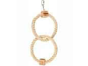 Flamingo BBQ parakeet toy with rope and 2 rings, 18cm, designed for playful bird accessories.