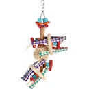 Flamingo BT Parrot Zazoe bird toy, 40cm, colorful plastic and rope toy designed for parrots and bird play.