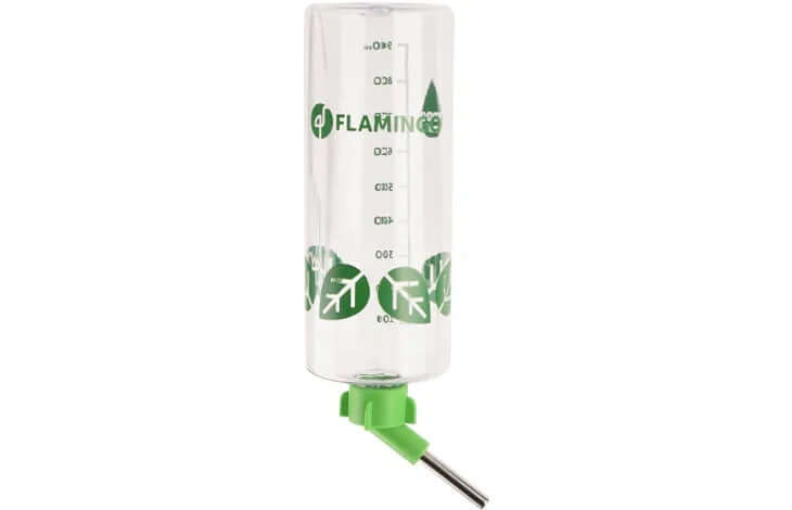 Flamingo 1000ml drinking bottle with a clear plastic body and flip-top lid, designed for convenient hydration.