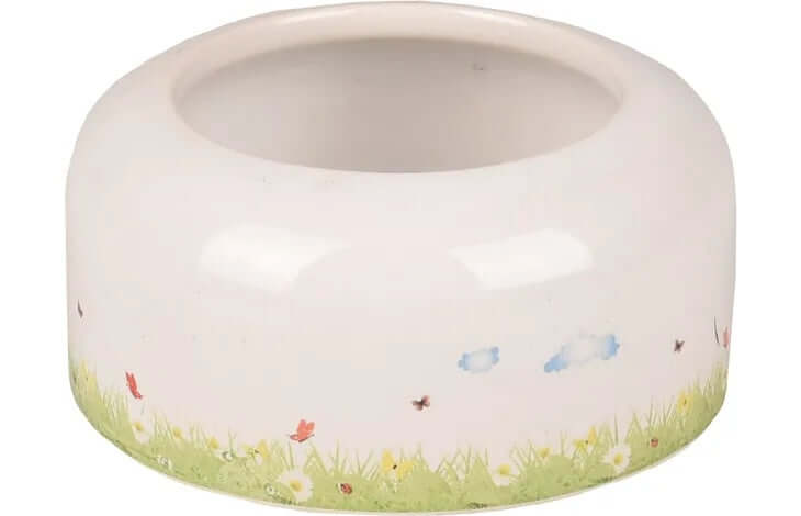 Flamingo Feeding Bowl Small Animal Kiki Ceramic Round White S 8.3X8.3X3.5cm 100ml - مستلزمات الطعام للحيوانات الصغيرة - Zue For Pet Supplies Co.