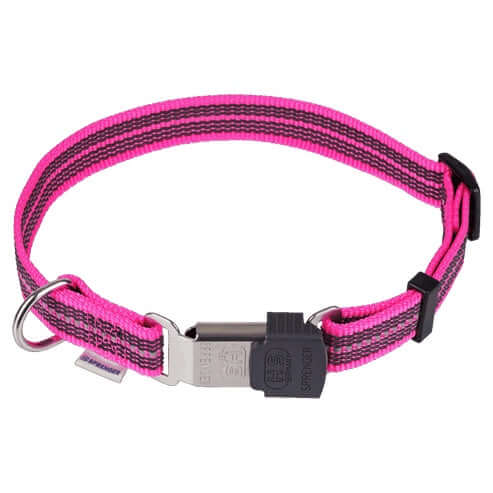 Herm Sprenger reflecting pink adjustable dog collar, 40-55 cm, made of durable material, suitable for medium to large dogs.