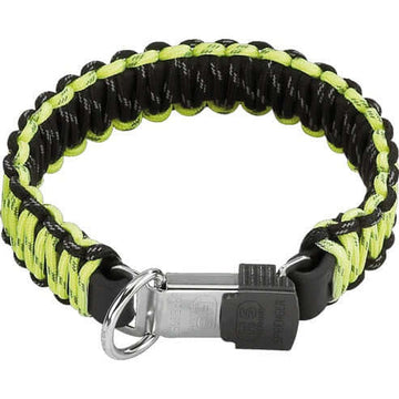 Herm Sprenger reflecting yellow paracord dog collar, 40 cm (16 inches), lightweight and durable for everyday canine wear.