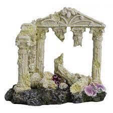 Hugo Kamishi aquarium decoration with fallen columns, 12x8x12cm, natural stone look for fish tank decor
