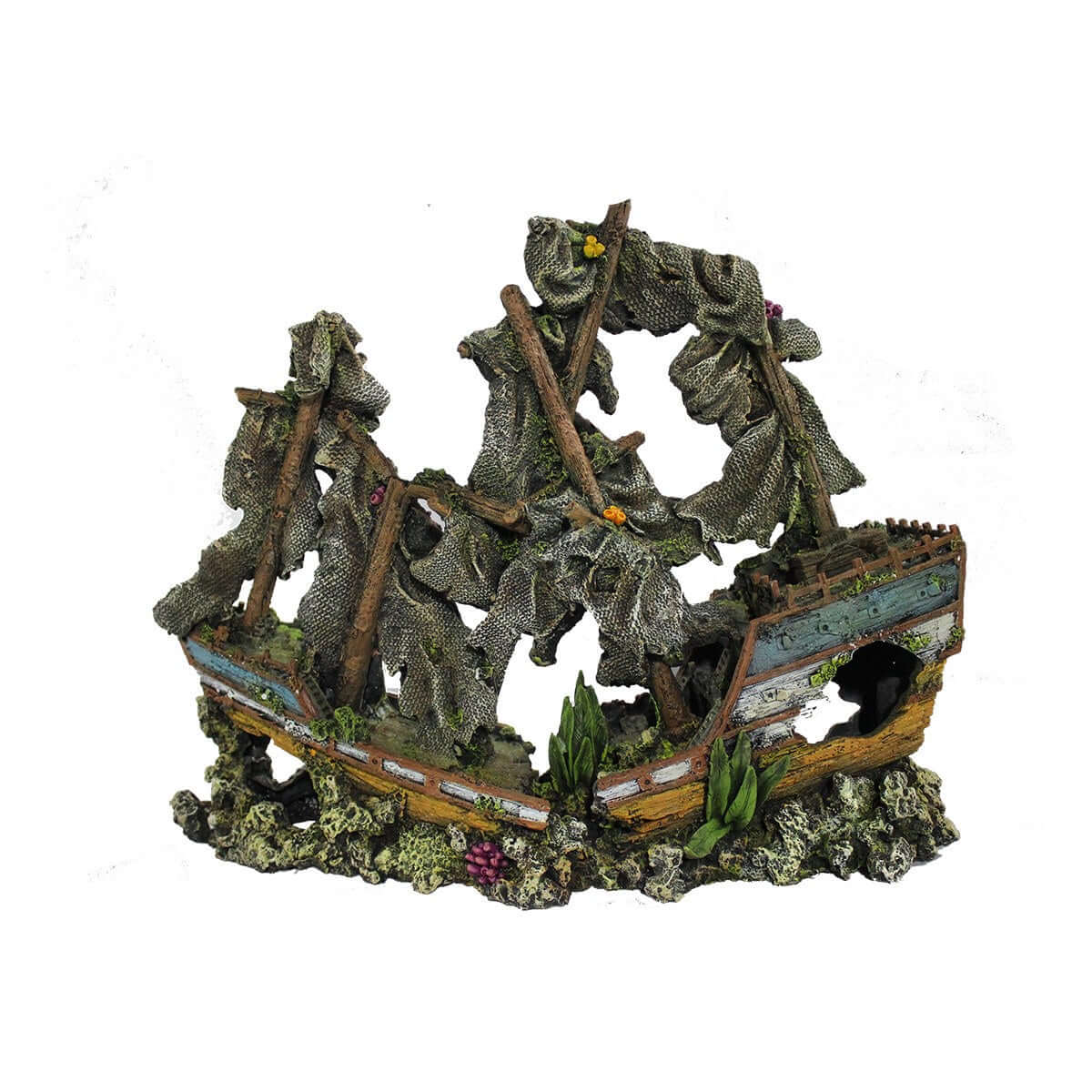 Hugo Tattered Sail Boat 31X11X22cm - ديكور حوض السمك - Zue For Pet Supplies Co.