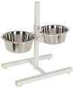 Kerbl dog feed bar with two 2800ml white bowls, pet feeding accessory for easy feeding and water access.