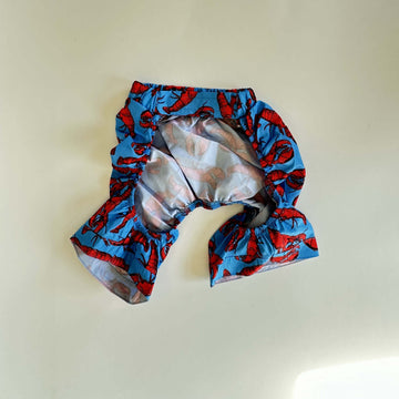 Blue Ziggy Dog swim shorts with lobster print in XXL size, designed for pets' summer beachwear.